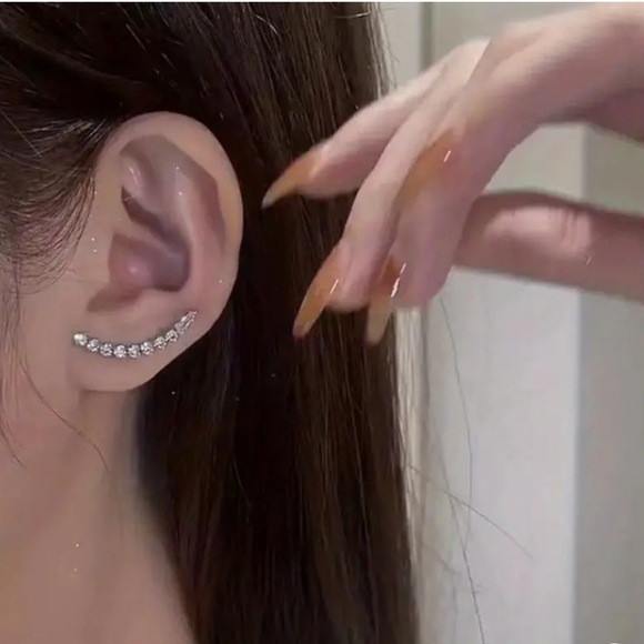 🎁🎄Christmas Present🎄🎁  Rhinestone Decor Chain Tassel Dangle Earrings~NEW - Picture 5 of 10